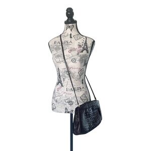 Foleys Vintage Burgundy Croc Embossed Leather Shoulder Bag Made in Italy‎